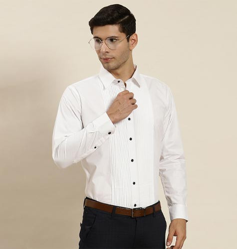 Men White Slim Fit Tuxedo Shirts | Trendsylla